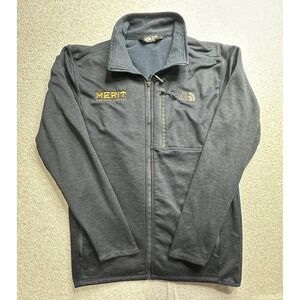 North Face Jacket Mens Medium Gray Full Zip Fleece Merit Mortgage Logo Outdoor